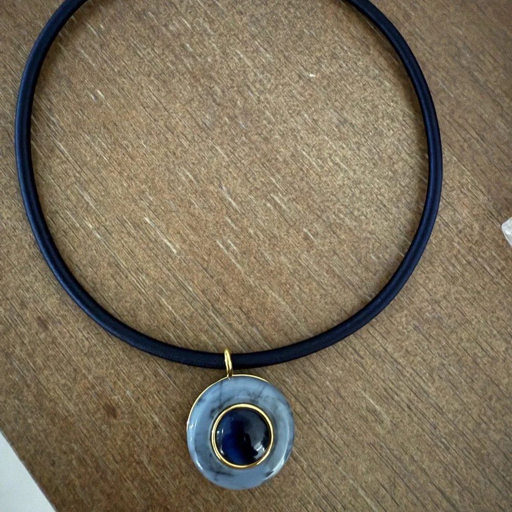 Veronica Beard Gold and Blue Pendant Necklace - Picture 2 of 3